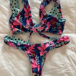 Moana Bikini tie front swim- very cheeky/and reversible! Condition shows in pics